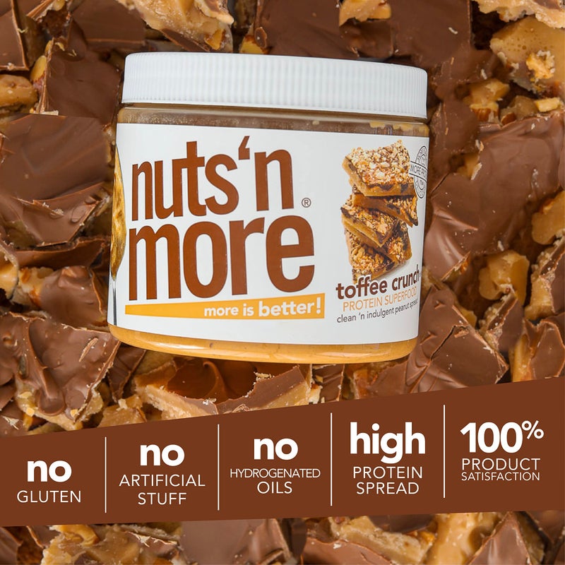 nuts'n more Nuts ‘N More Toffee Crunch Peanut Butter Spread - High Protein, Low Carb, Low Sugar, Gluten Free, Non-GMO, All-Natural Nut Butter Snack (15oz Jar) - Image 5